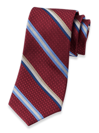 Stripe Woven Silk Tie - Burgundy Multi