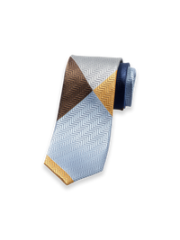 Patchwork Woven Silk Tie - Brown Multi