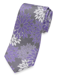 Floral Silk Tie - Purple