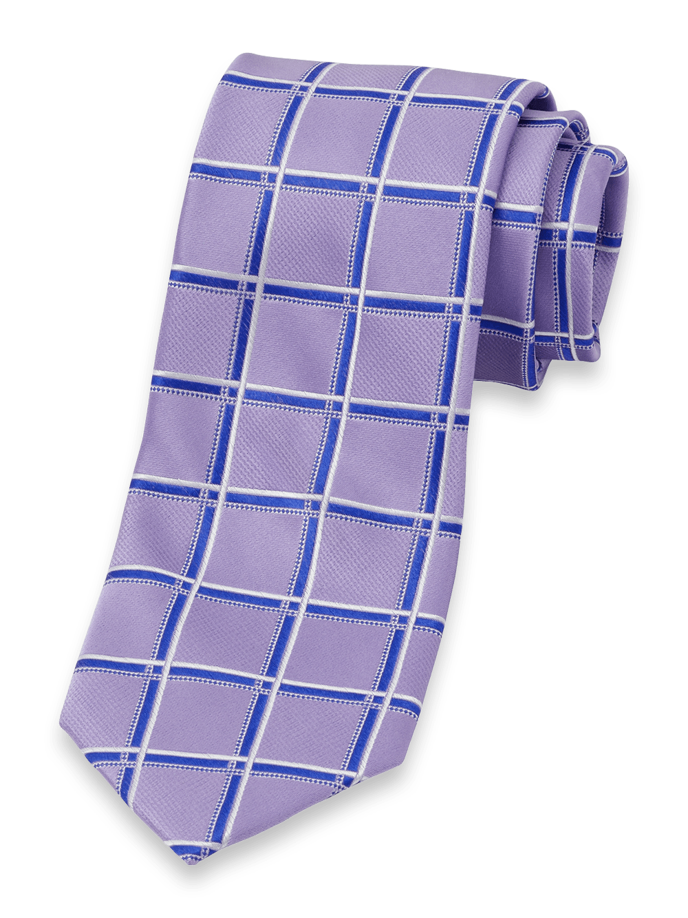 Product Image of Windowpane Woven Silk Tie-Lavender/Blue
