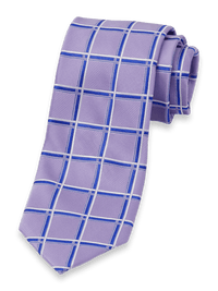 Windowpane Woven Silk Tie - Lavender/blue