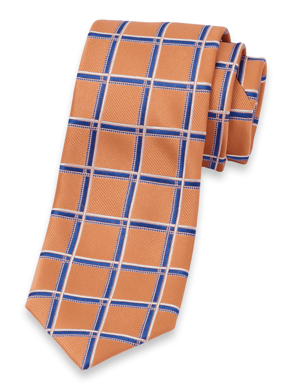 Product Image of Windowpane Woven Silk Tie-Melon/Blue