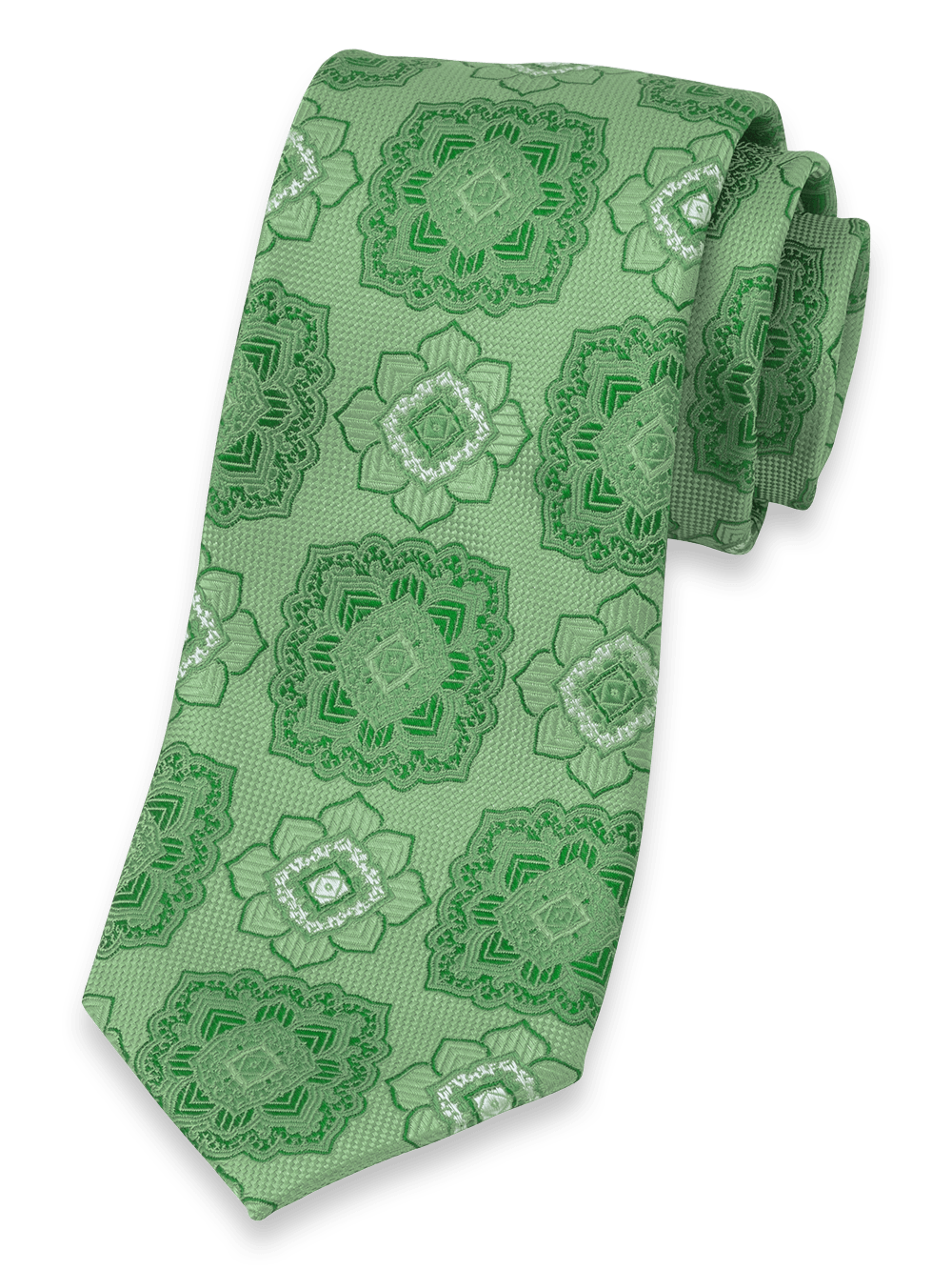 Product Image of Medallion Woven Silk Tie-Green