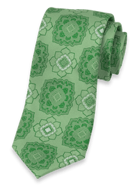 Medallion Woven Silk Tie - Green