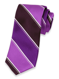 Stripe Woven Silk Tie - Purple