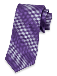 Geometric Woven Silk Tie - Purple