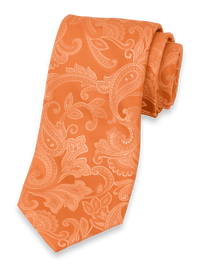 Paisley Woven Silk Tie - Orange