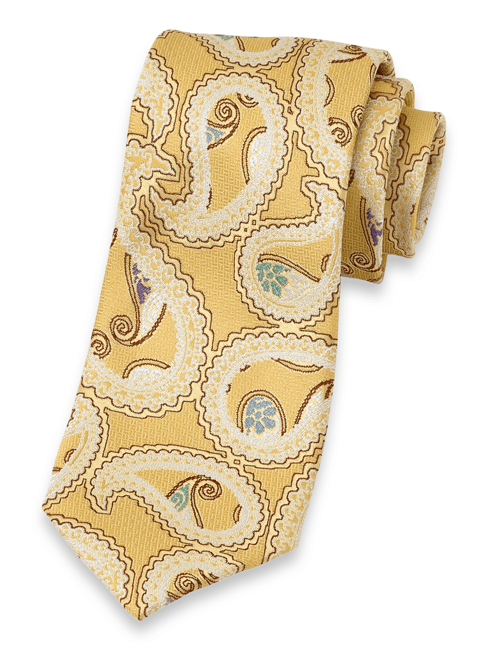Product Image of Paisley Woven Silk Tie-Yellow
