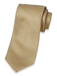 Herringbone Woven Silk Tie - Yellow Multi