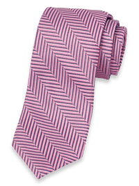 Herringbone Woven Silk Tie - Pink Multi