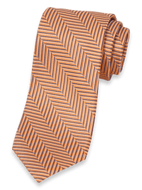 Herringbone Woven Silk Tie - Orange Multi