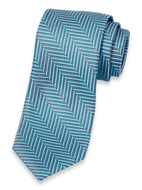 Herringbone Woven Silk Tie - Teal Multi