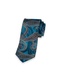 Paisley Woven Silk Tie - Teal