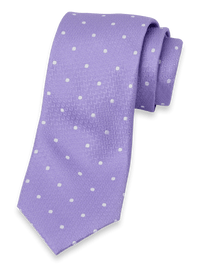 Dot Woven Silk Tie - Lavender/white