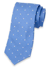 Dot Woven Silk Tie - Light Blue/white