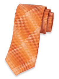 Geometric Woven Silk Tie - Orange