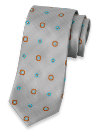 Deco Woven Silk Tie - Silver Multi
