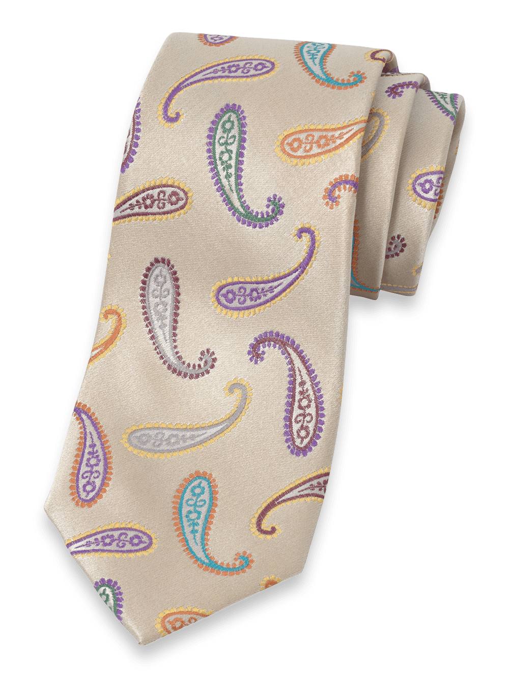 Product Image of Paisley Woven Silk Tie-Ivory Multi