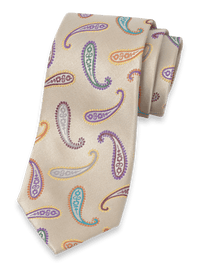 Paisley Woven Silk Tie - Ivory Multi
