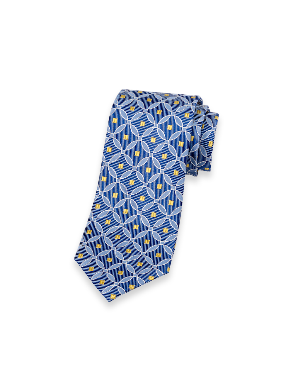 Product Image of Geometric Woven Silk Tie-Blue/Yellow