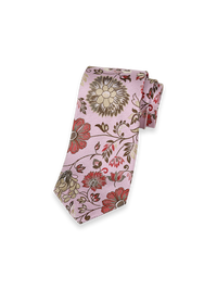 Floral Woven Silk Tie - Pink Multi