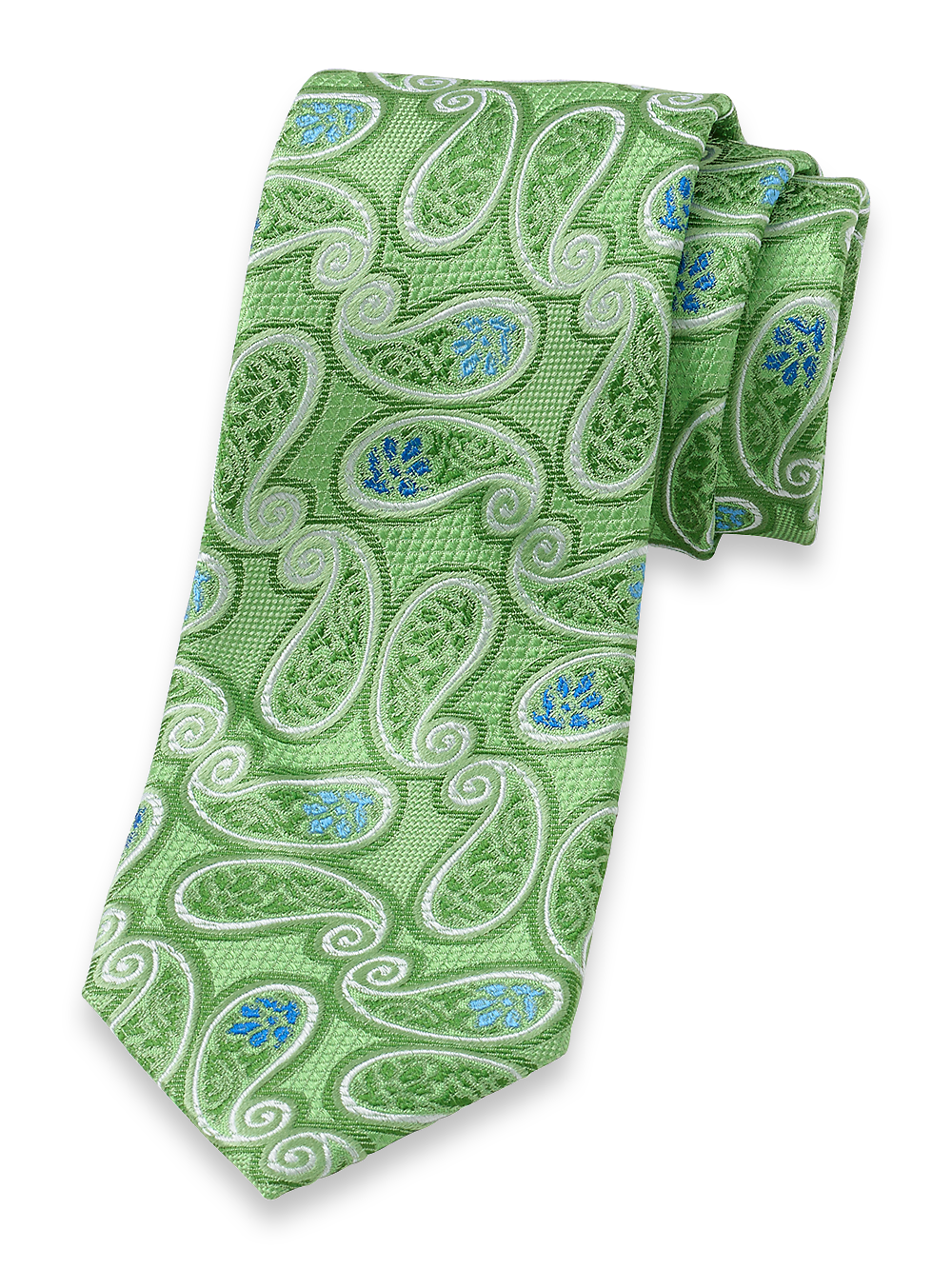 Product Image of Paisley Woven Silk Tie-Green Multi