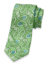 Paisley Woven Silk Tie - Green Multi