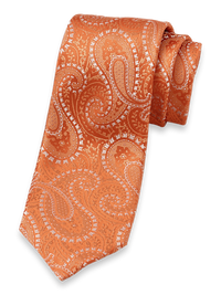 Paisley Woven Silk Tie - Orange
