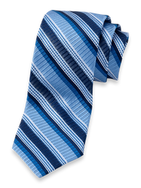 Stripe Woven Silk Tie - Blue