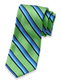 Stripe Woven Silk Tie - Green/blue