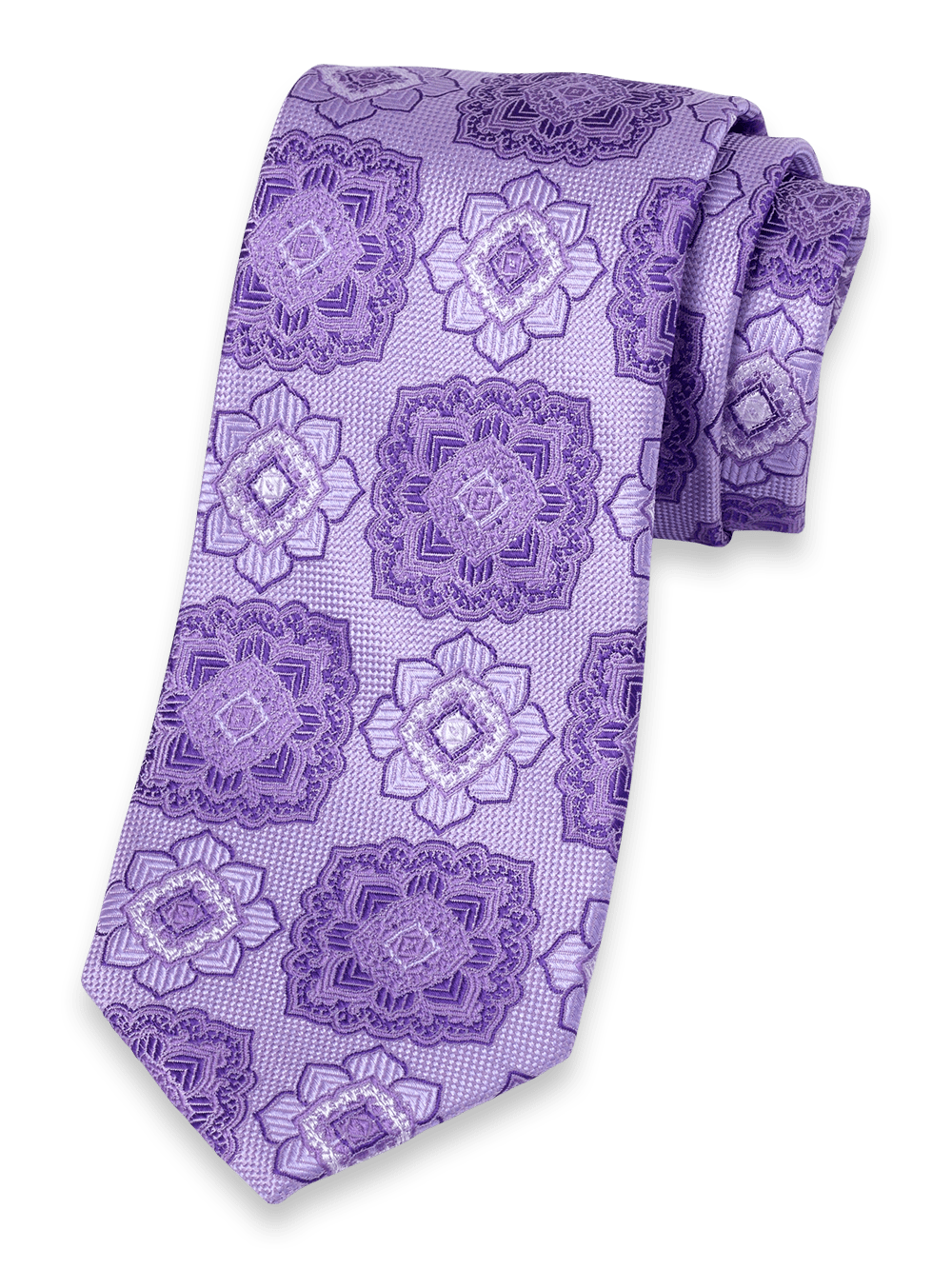Product Image of Medallion Woven Silk Tie-Purple