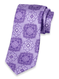 Medallion Woven Silk Tie - Purple
