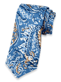 Paisley Woven Silk Tie - Blue/tan
