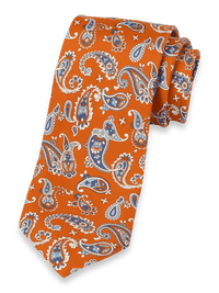 Paisley Woven Silk Tie - Orange/blue