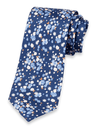 Floral Woven Silk Tie - Blue