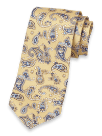 Paisley Woven Silk Tie - Yellow/blue