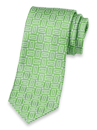 Geometric Woven Silk Tie - Green