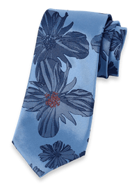 Floral Woven Silk Tie - Blue