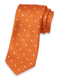 Dot Woven Silk Tie - Orange