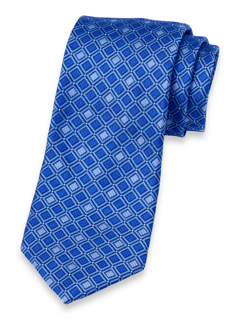 Product Image of Geometric Woven Silk Tie-Blue
