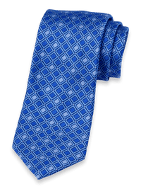 Geometric Woven Silk Tie - Blue
