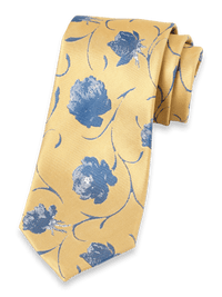 Floral Woven Silk Tie - Yellow/blue
