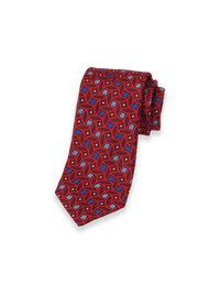 Geometric Woven Silk Tie - Red/blue