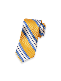 Stripe Woven Silk Tie - Yellow/blue