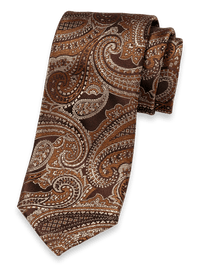 Paisley Woven Silk Tie - Brown