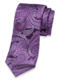 Paisley Woven Silk Tie - Purple