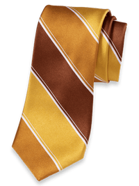 Stripe Woven Silk Tie - Gold Multi