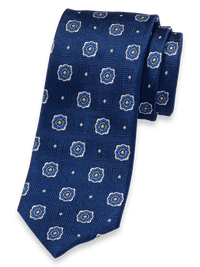 Medallion Woven Silk Tie - Blue