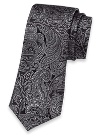 Paisley Woven Silk Tie - Black/grey
