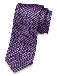 Plaid Woven Silk Tie - Purple